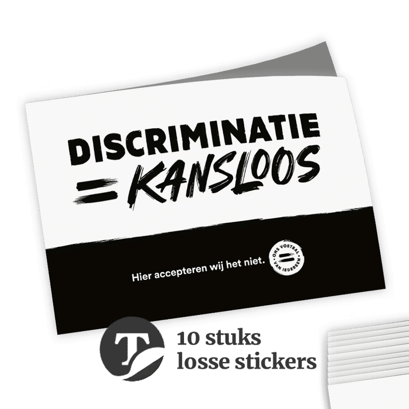 Stickerset 10 stuks 120x75mm vinyl - Discriminatie = Kansloos