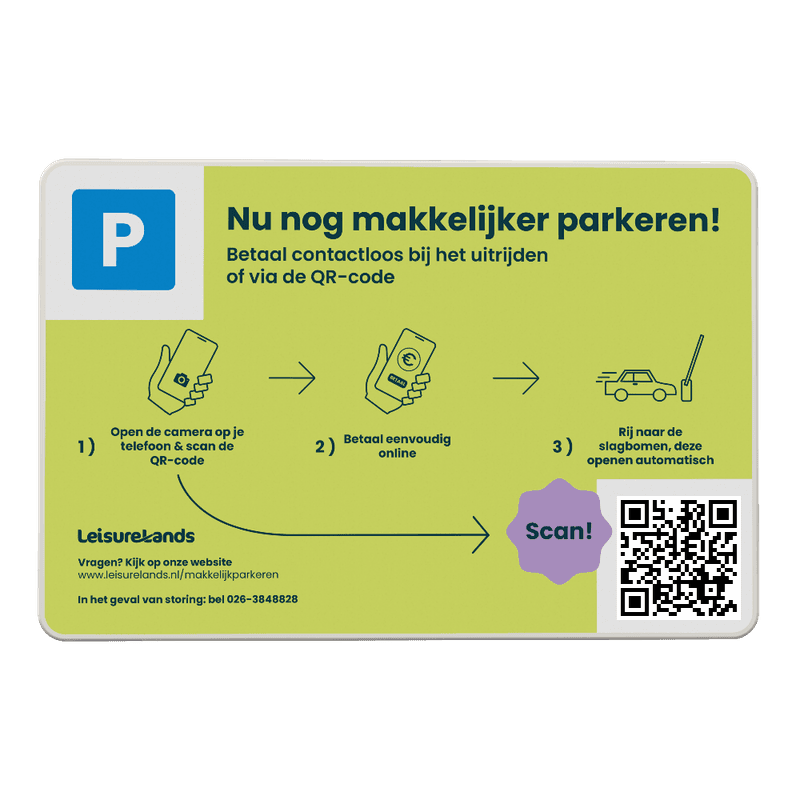 Bord DOR aluminium - parkeren QR-code Leisurelands - 2:3