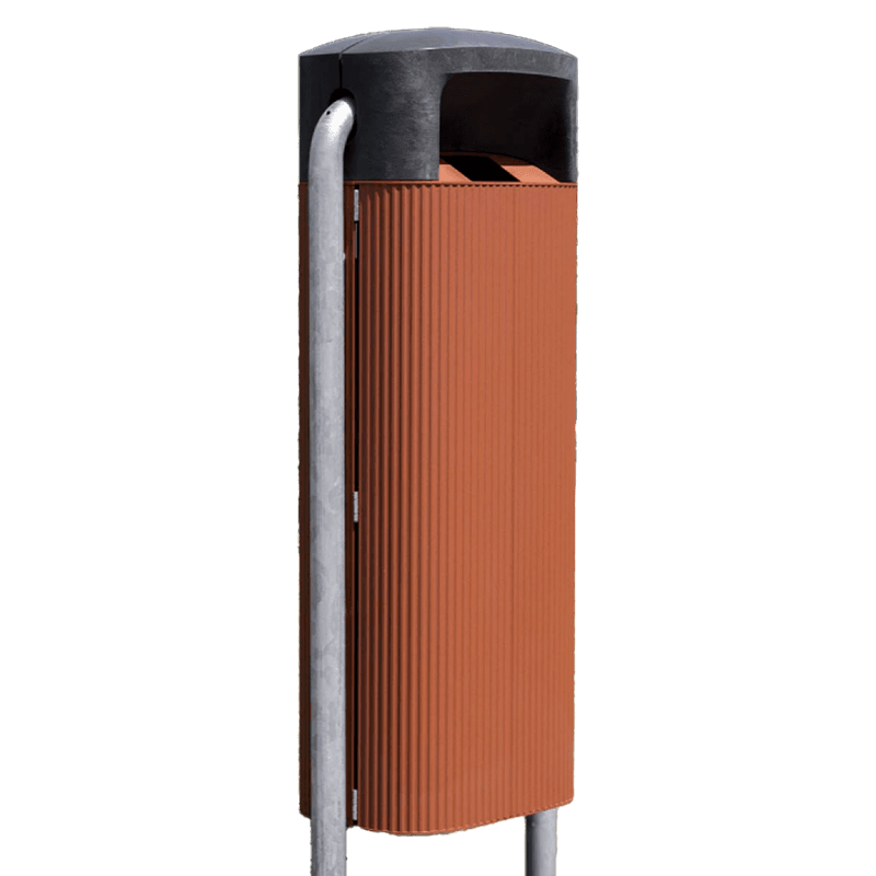 Poubelle urbaine R2 – 70 L – acier Corten patine naturelle