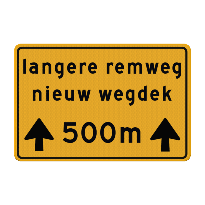 Verkeersbord RVV OB615t - Nieuw wegdek langere remweg - reflecterend