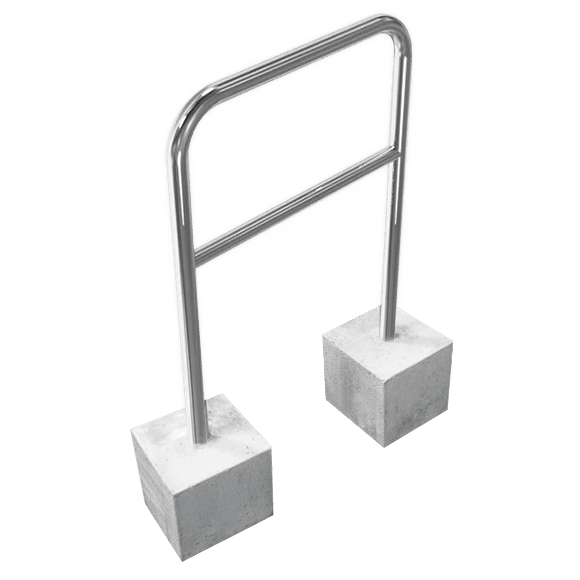 Arceau vélo inox avec entretoise et pieds béton – 900 x 1300 mm