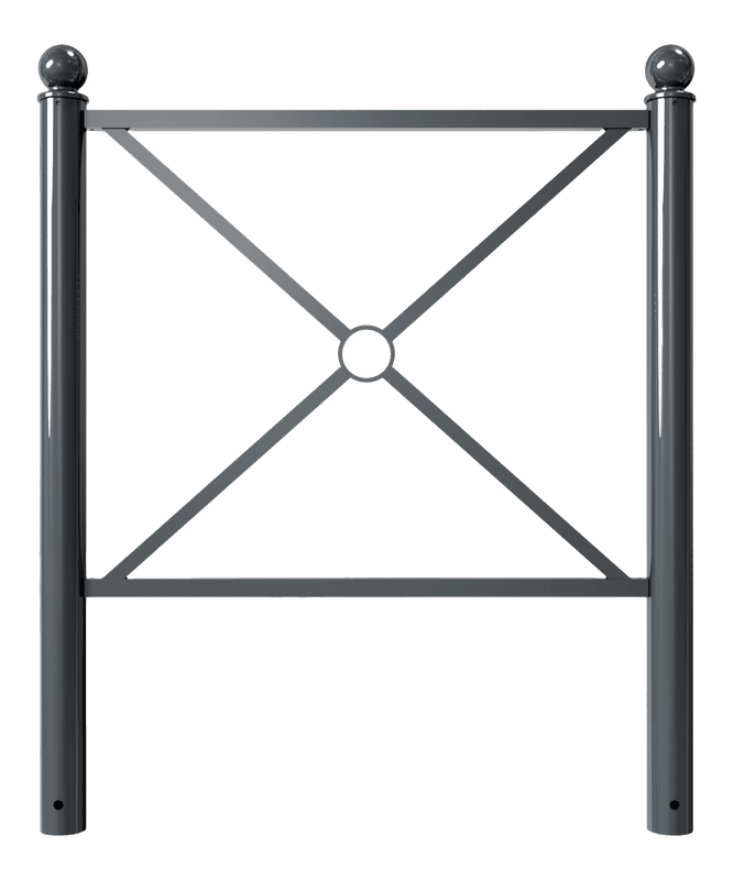 Barrière de guidage en acier - avec barre centrale - 1000x1200mm - montage dans le sol