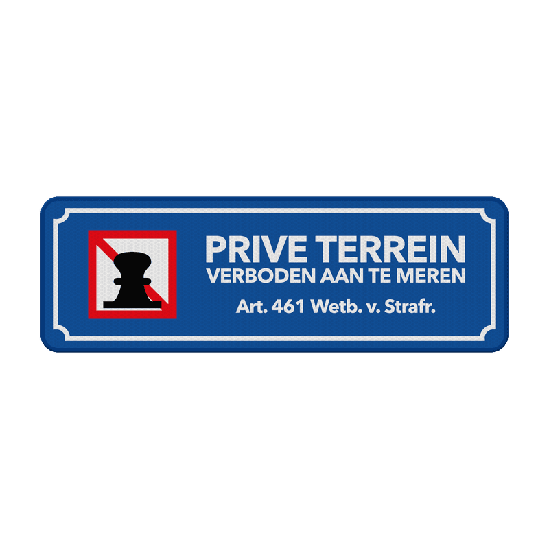 Bord priveterrein verboden aan te meren - reflecterend
