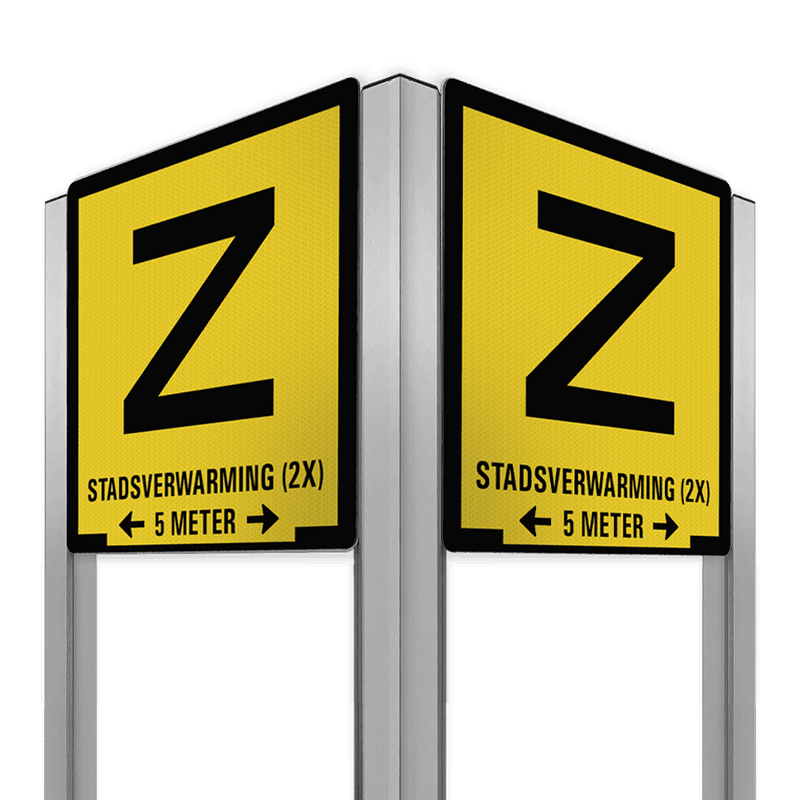 Zinkerbord 2-zijdig 800x800mm - Aluminium frame 90 graden - reflecterend