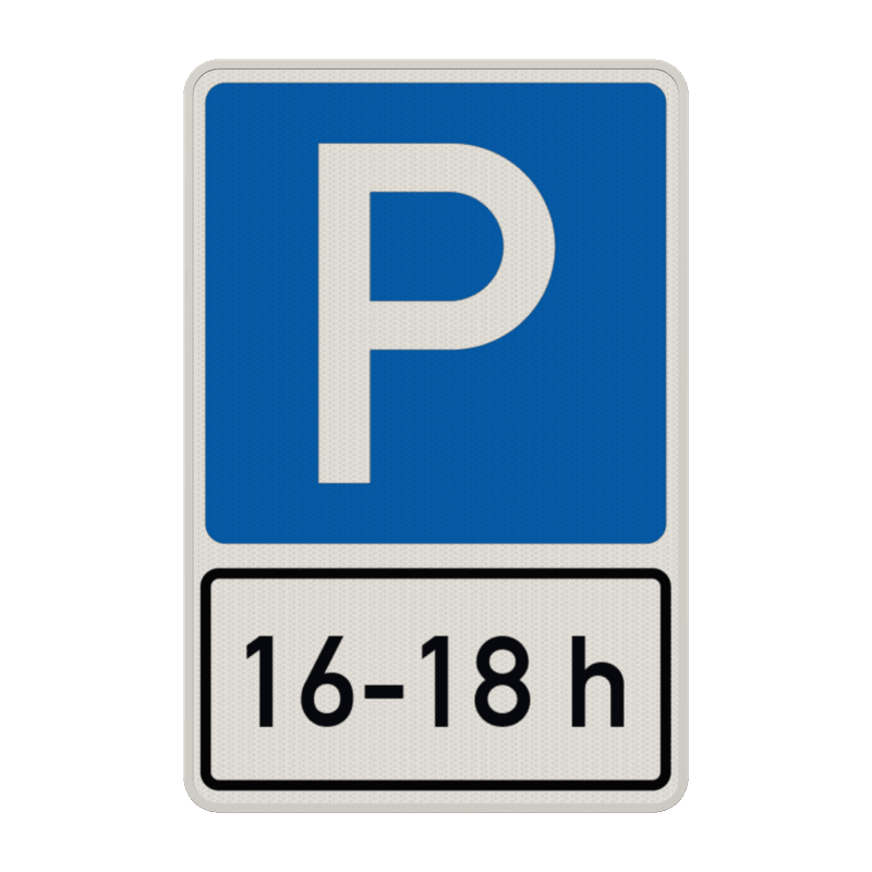 Verkehrszeichen 314-30 – Parkplatzschild mit Zusatzzeichen Uhrzeit