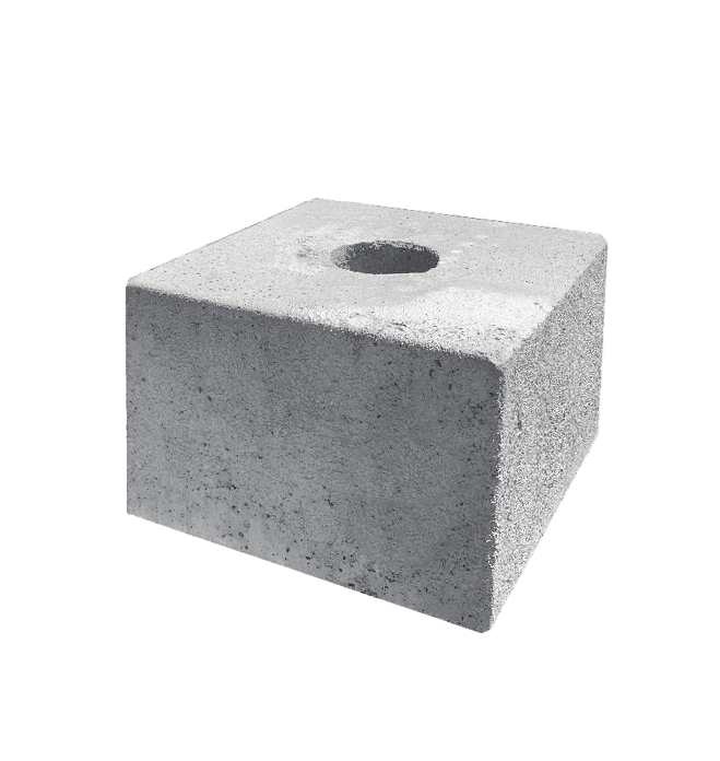 Bloc béton pour arceau vélo avec trou Ø85 mm – 30 x 30 x 20 cm