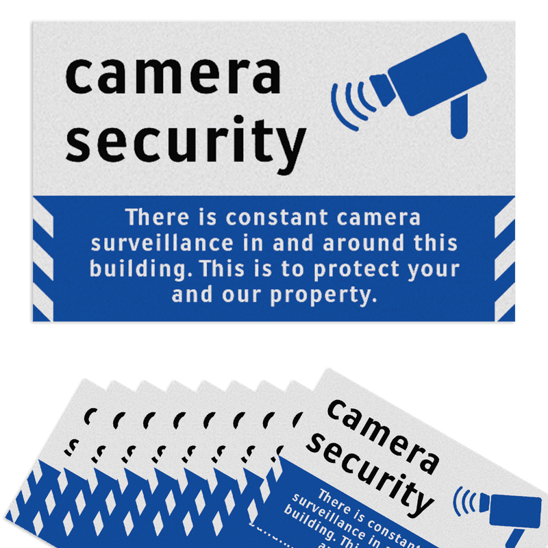 Set raamstickers camera security met pictogram en tekst