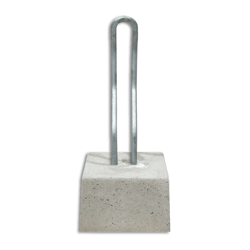Fietsbeugel staal recht - met betonvoet 300x300x200mm