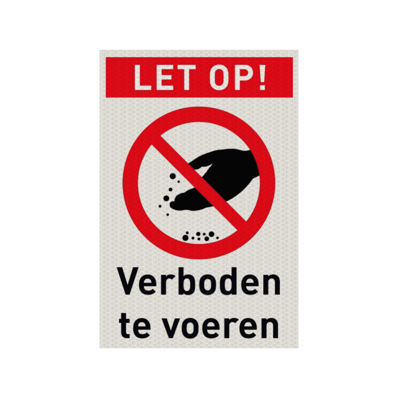 Veiligheidspictogram met tekst verboden te voeren - reflecterend