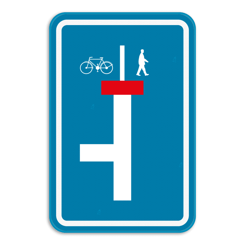 Verkeersbord SB250 F45b - doodlopende weg uitgezonderd voetgangers en fietsers - R/L