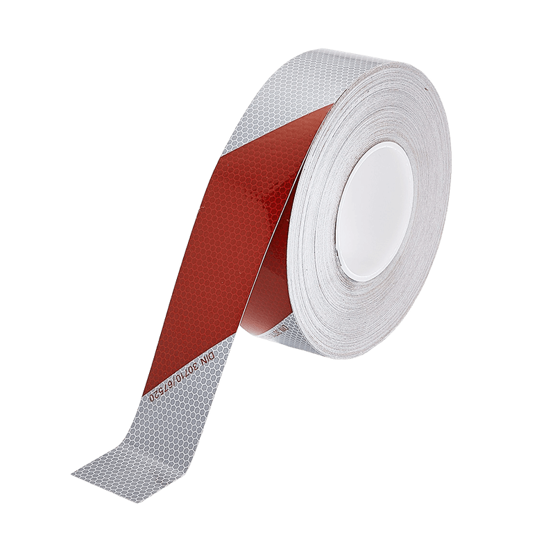 Reflecterende tape wit rood - rol 45 meter (50mm)