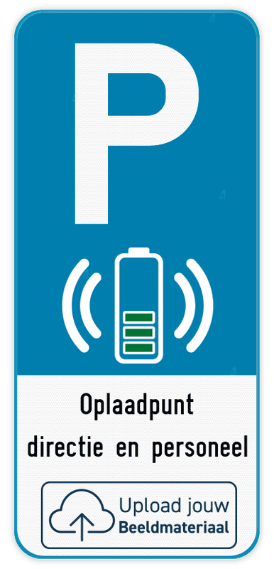 Parkeerbord E9 elektrisch laden + eigen tekst en logo