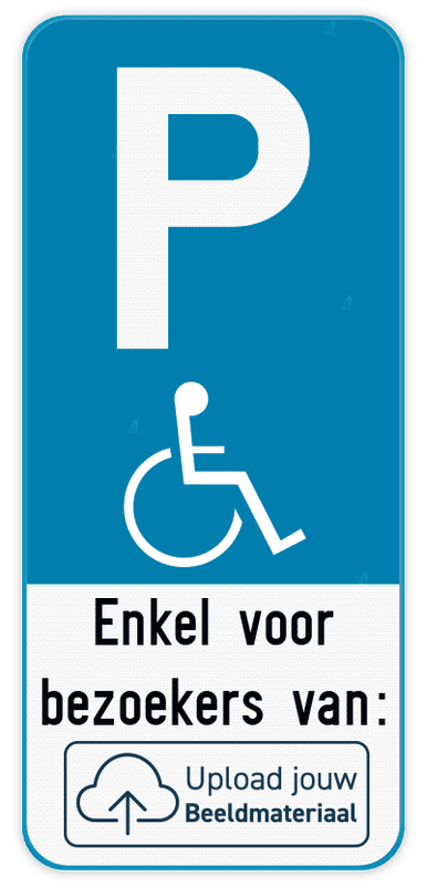 Parkeerbord E9 mindervaliden - Eigen tekst - Eigen logo