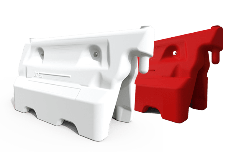 Kunststof barrier rood/wit (vulbaar tot 60kg) - 1000x400x550mm