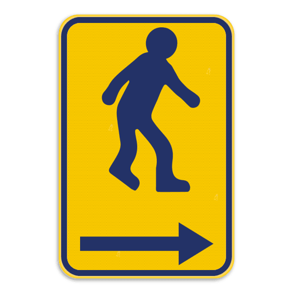 Werfbord - Brussel - Voetgangers rechts - Geel/blauw