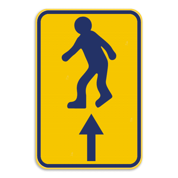 Werfbord - Brussel - Voetgangers rechtdoor - Geel/blauw