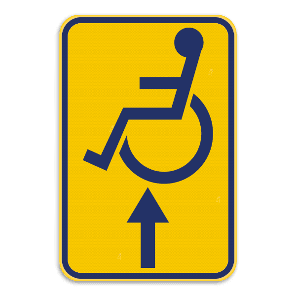 Werfbord - Brussel - mindervaliden rechtdoor - Geel/blauw