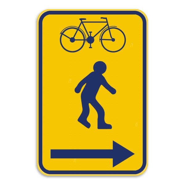 Werfbord - Brussel - Voetgangers/Fietsers rechts - Geel/blauw