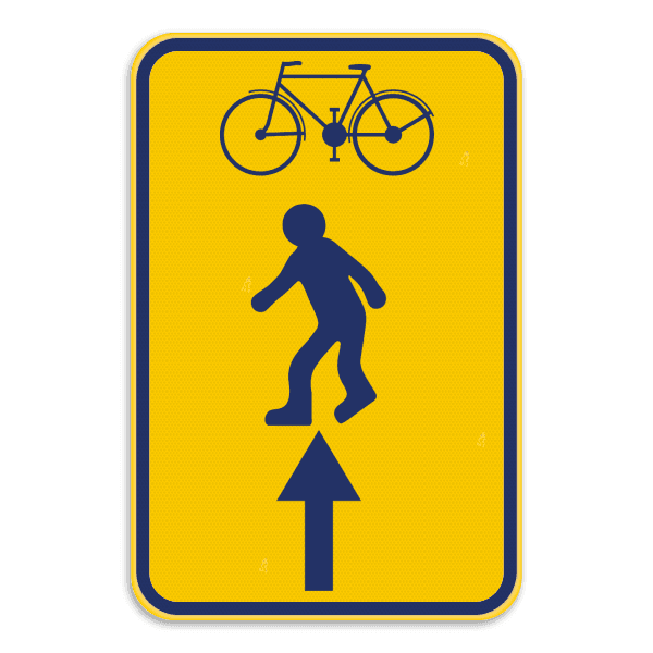 Werfbord - Brussel - Voetgangers/Fietsers rechtdoor - Geel/blauw