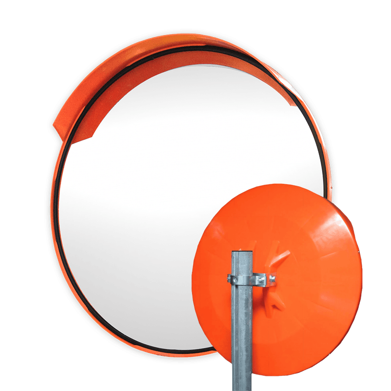 Verkeersspiegel TS-BSC oranje rond met zonneklep
