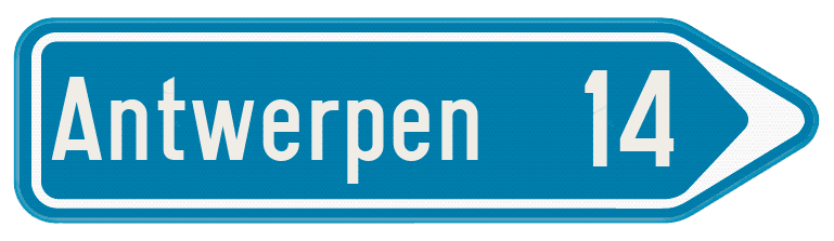 Verkeersbord SB250 F29 - Wegwijzer rechts - Tekst + aantal km