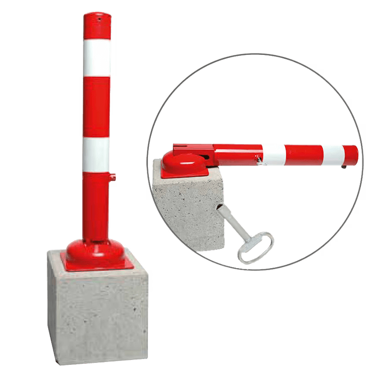 Afzetpaal staal neerklapbaar driekantslot met betonvoet