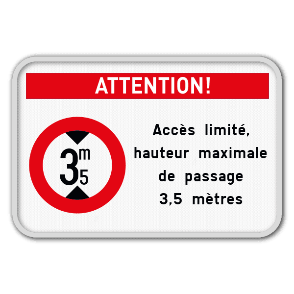Panneau de hauteur maximale de passage réfléchissant personnalisable