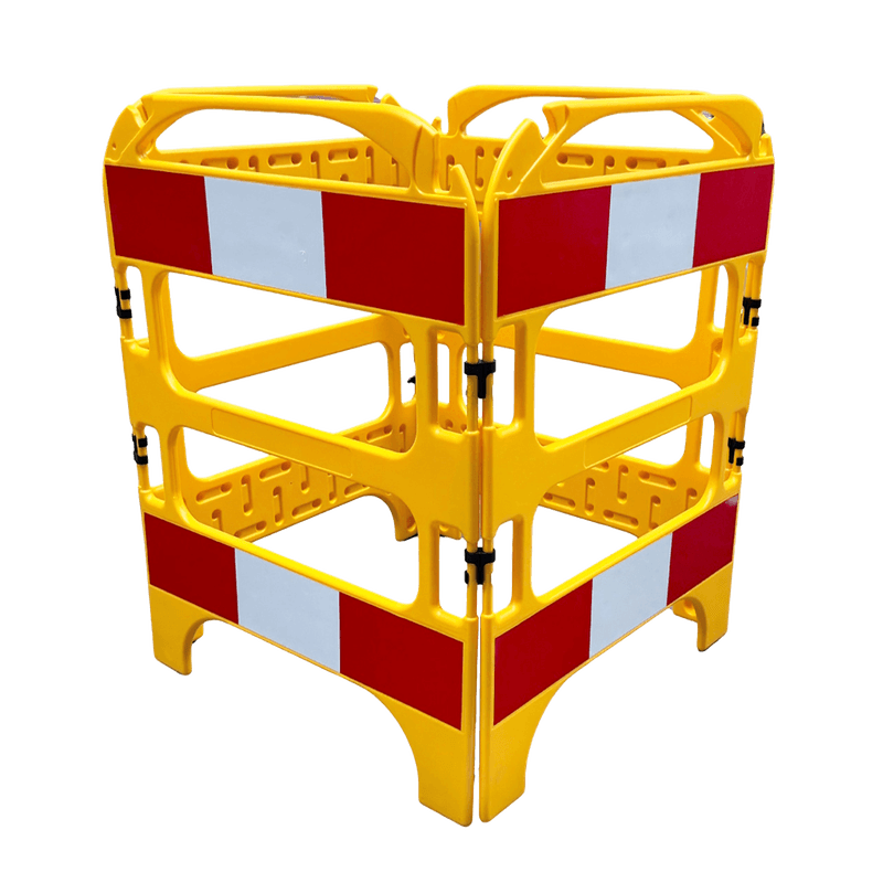 Barrière de chantier pliable TS Fold jaune 4 parties réfléchissantes