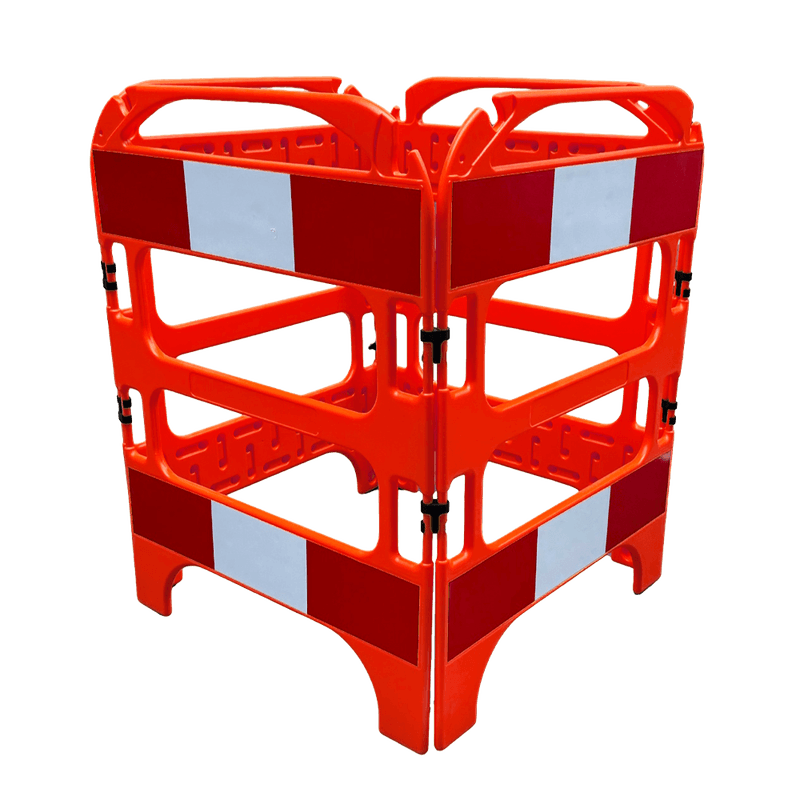 Barrière de chantier pliable 4 parties rouge réfléchissante – TS Fold
