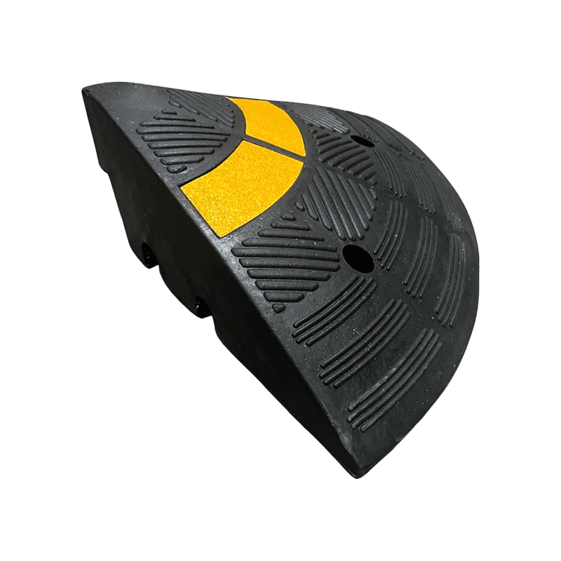 Eckstück für Bordsteinrampe aus Gummi 360x360x150mm - schwarz/gelb