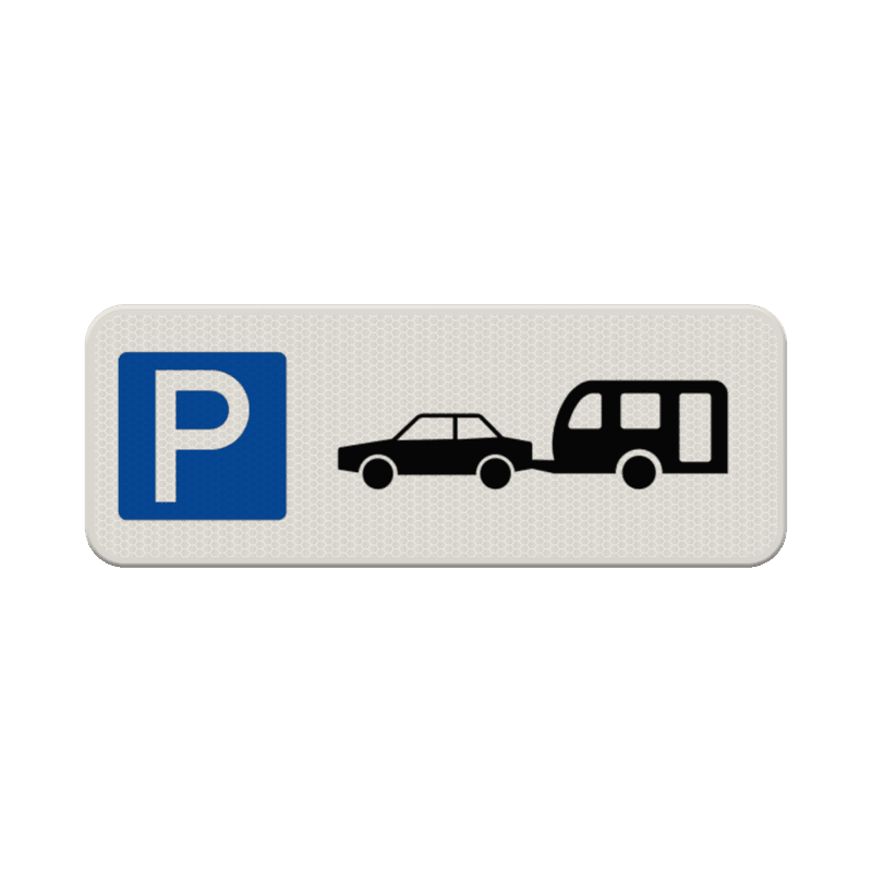 Parkeerbord gereserveerd auto met caravan - reflecterend