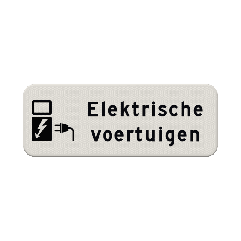 Verkeersbord elektrische voertuigen wit/zwart - reflecterend