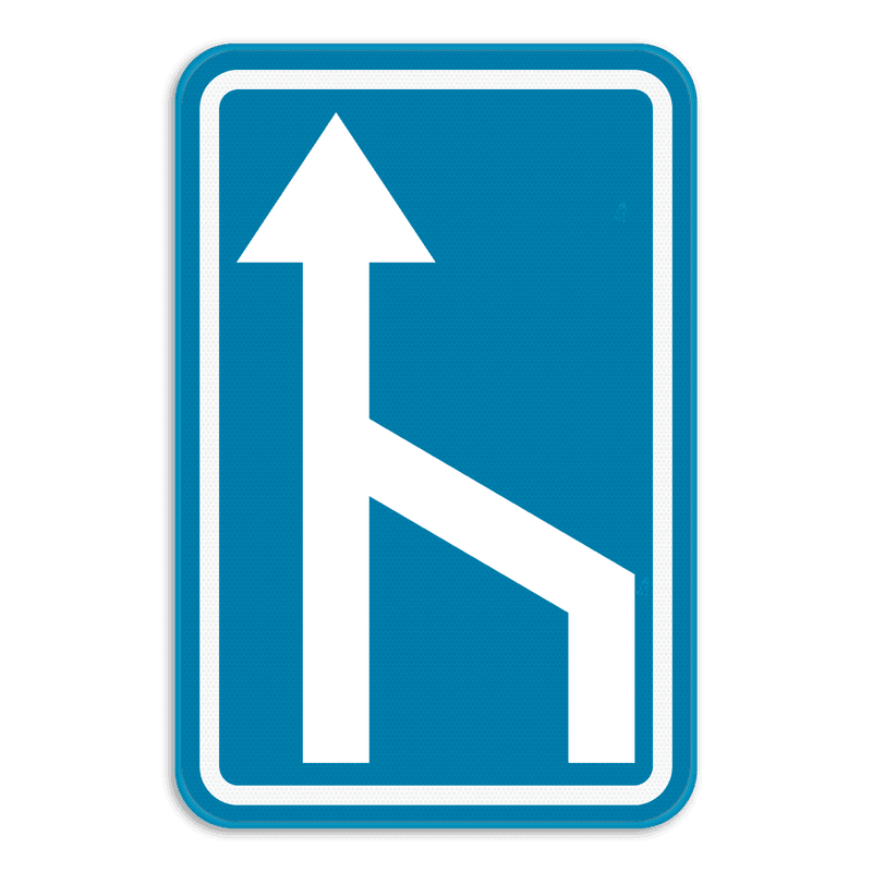 Verkeersbord SB250 F97b - rijstrookversmalling rechterzijde