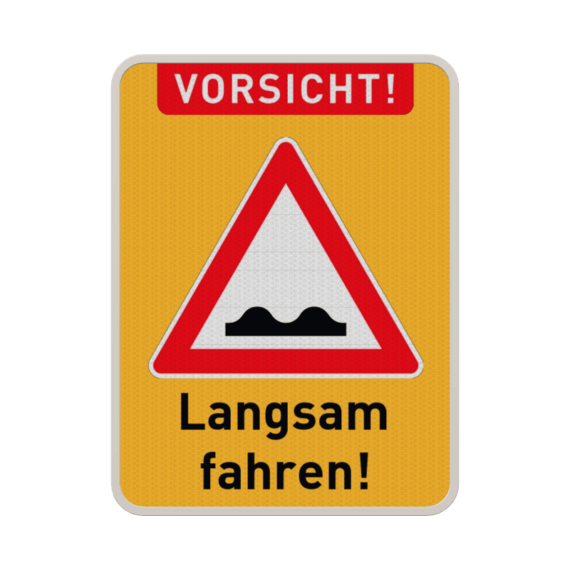 Warnschilder - Vorsicht Bodenschwelle Langsam Fahren - reflektierend