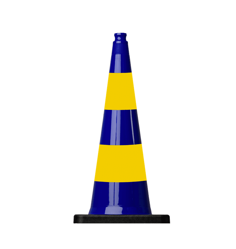 Cône de signalisation 750mm - Bleu/jaune réfléchissant