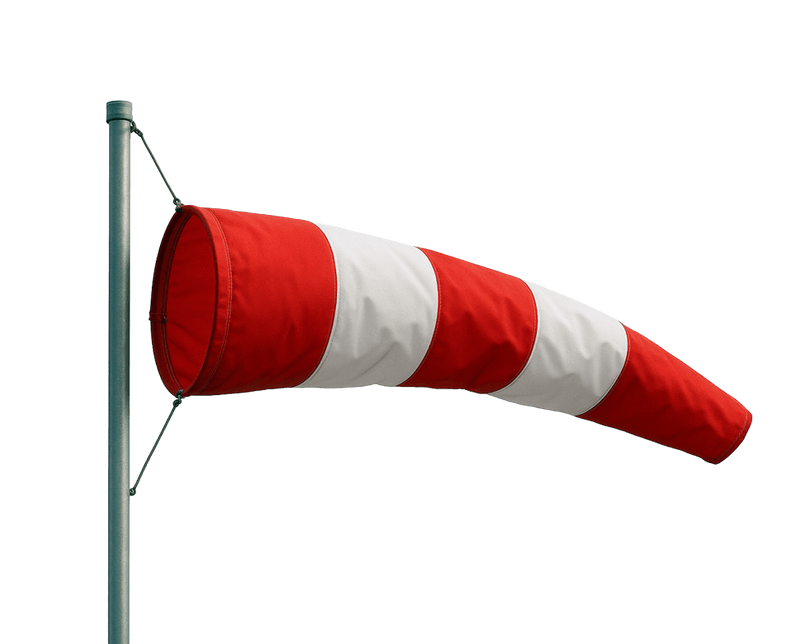 Windvlag officieel rood/wit Ø50/25x150cm