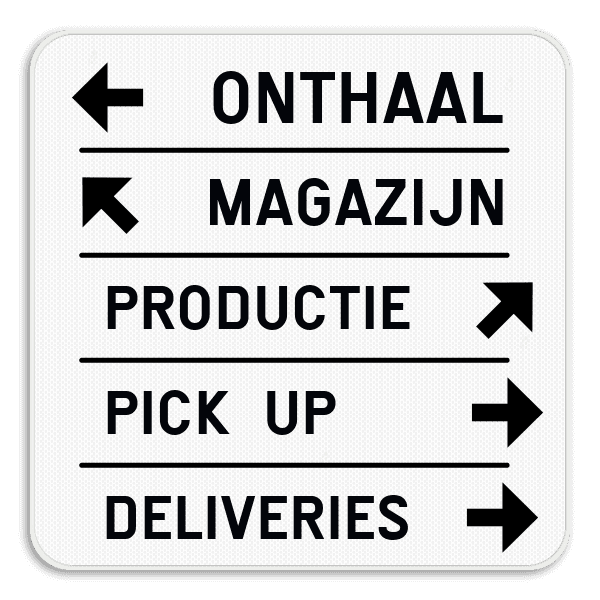 Wegwijzer bord – 5 tekstregels & pijlen
