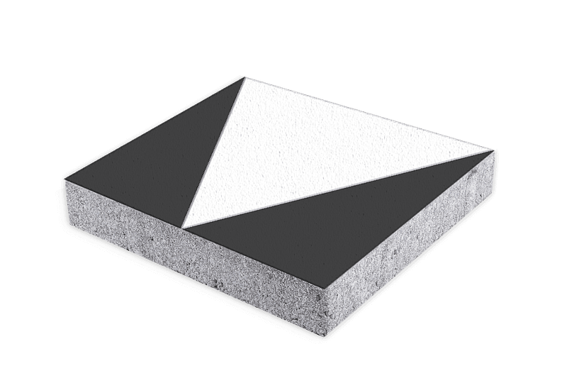 Haaientand verkeerstegel beton grijs/wit - 500x500x100mm