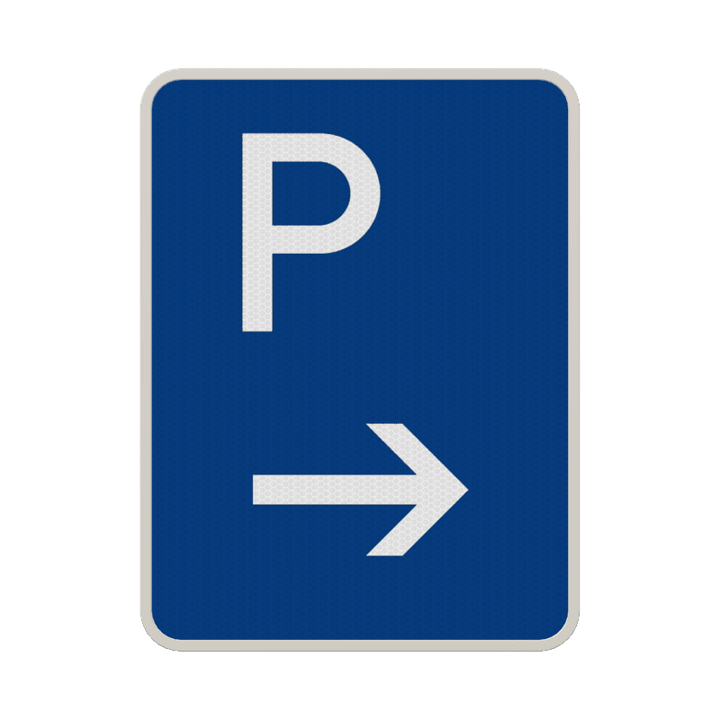 Parkplatz mit Pfeil rechts – reflektierendes Parkschild