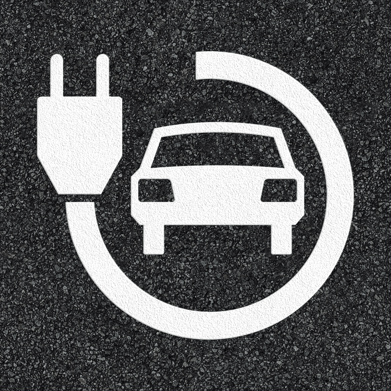 Thermoplast wegmarkering - symbool oplaadpunt elektrische auto's