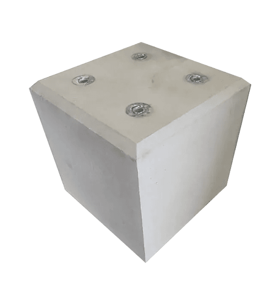 Betonpoer grijs met 4 schroefhulzen M16 - 30x30x30cm