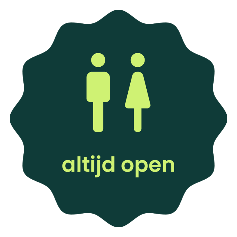 Sticker Toiletdeur 300x300mm (contour) - Altijd open - Leisurelands