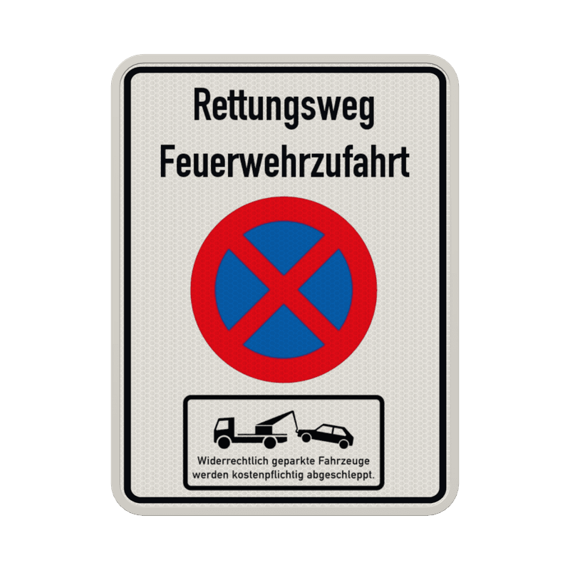 Verkehrsschild Rettungsweg Feuerwehrzufahrt - reflektierend