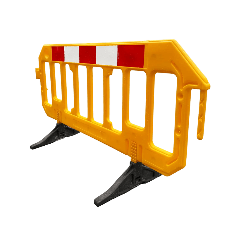 Barrière en plastique 2000x1000mm Jaune - Réfléchissante - Pieds pliables