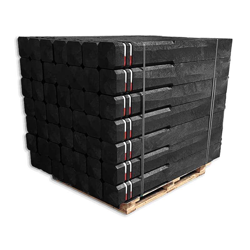 Pallet kunststof diamantkoppalen zwart met reflectiebandjes rood/wit (49 stuks)