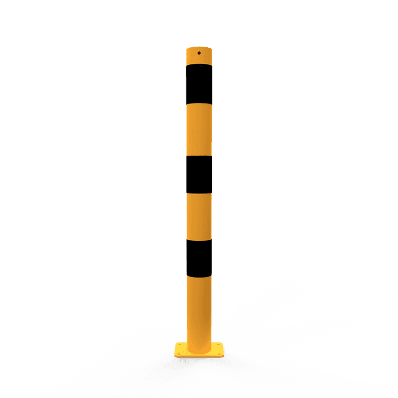 Rampaal Ø76x900mm staal verzinkt - geel/zwart - met vloermontage