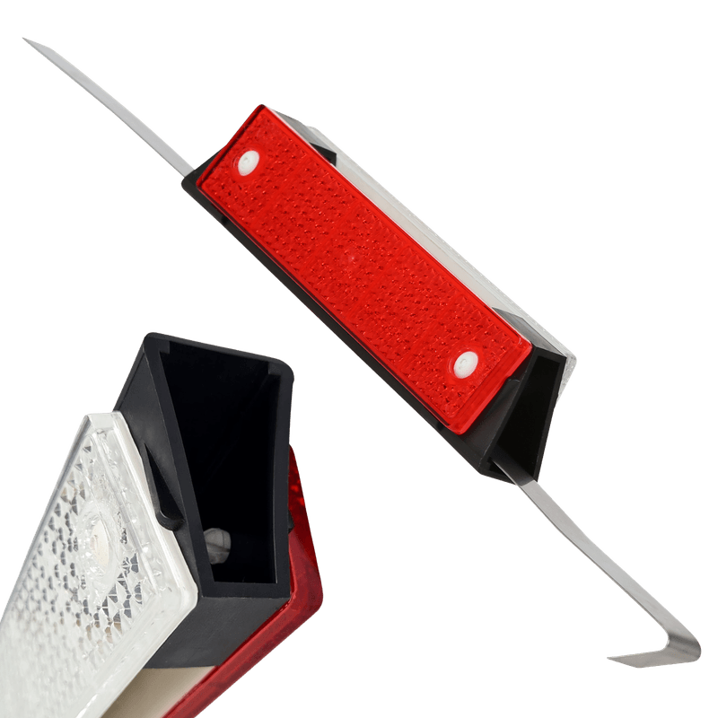 Réflecteur rouge/blanc double face pour barrière béton et glissière