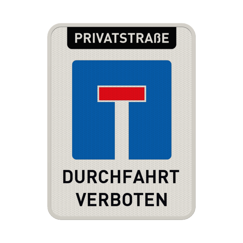 Verkehrsschild Privatstraße Durchlässige Sackgasse - reflektierend