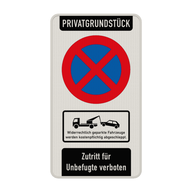 Schild Privatgrundstück Parken verboten - reflektierend