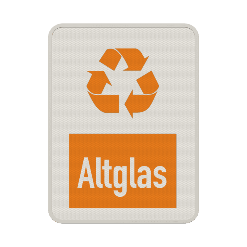 Hinweisschild Altglas weiß/orange - reflektierend
